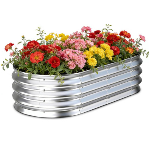 Galvanised steel raised garden - galvanised,