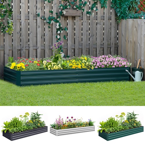 Galvanised steel raised garden - galvanised,