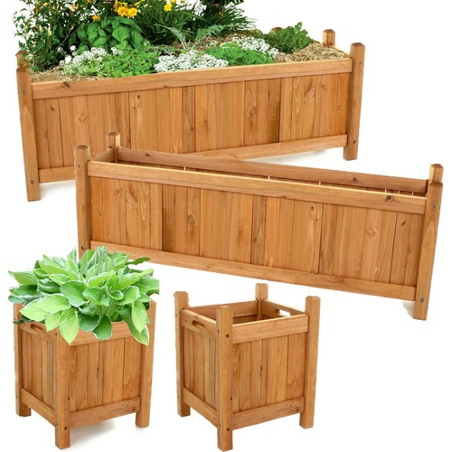 Wooden garden planters set - wooden,