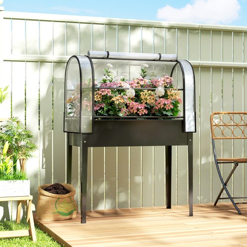 Raised planter with - with, flip-up