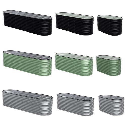 Galvanised steel raised garden - galvanised,