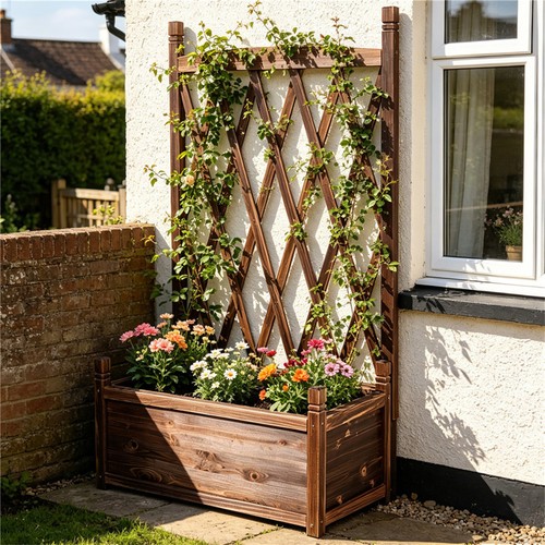 Wood planter trellis - planter, garden