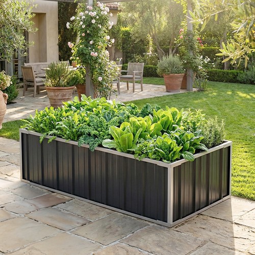 Grey galvanised raised garden - galvanised,