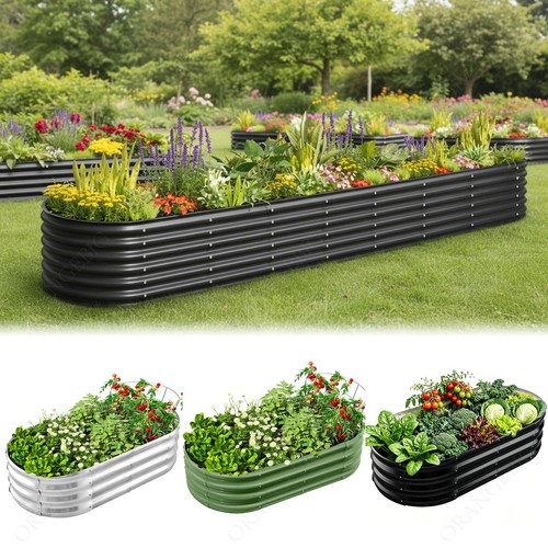 Galvanised steel raised garden - galvanised,